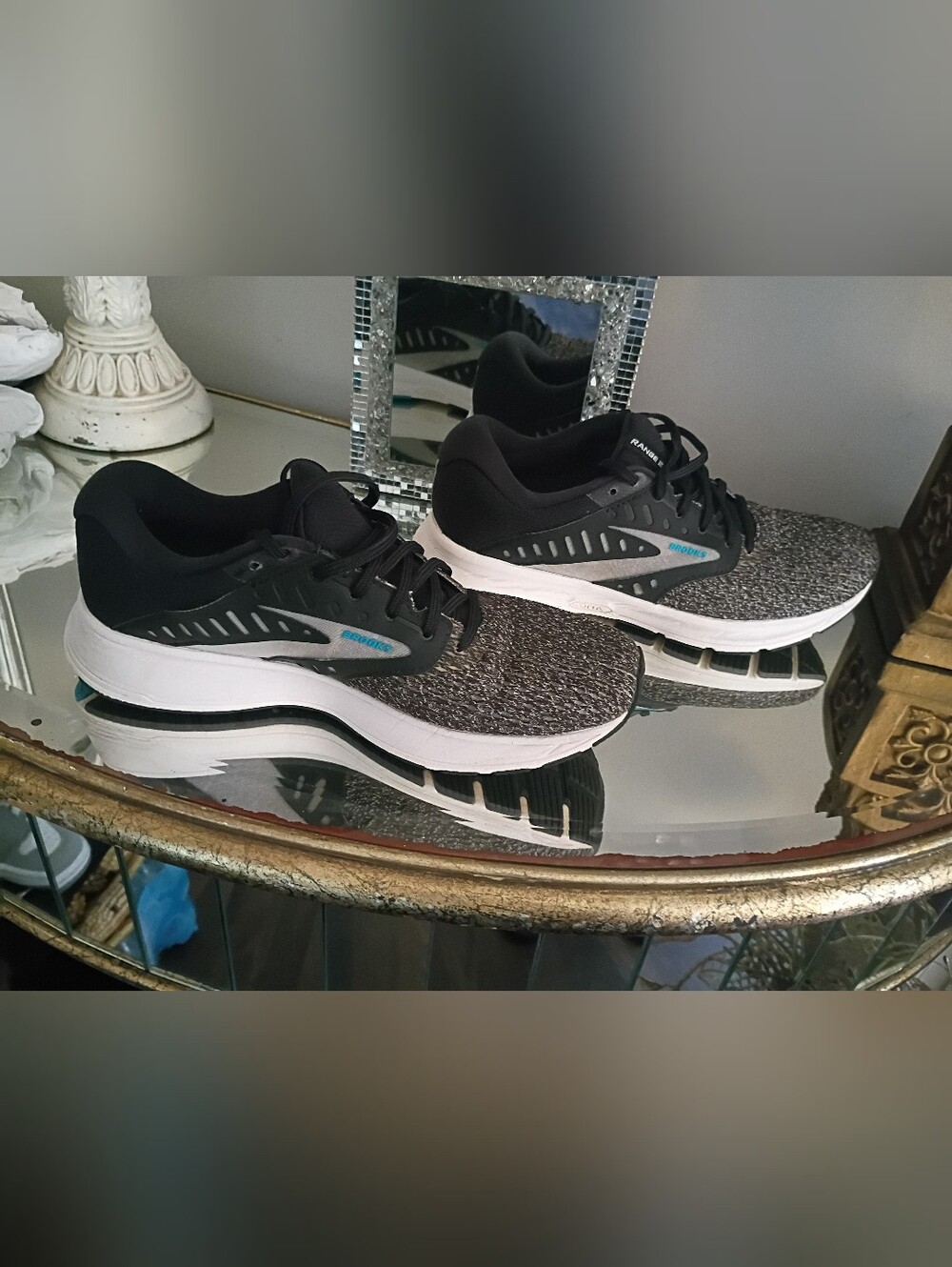 Brooks Women's Black, Gray & White Running Shoes with Teal Logo